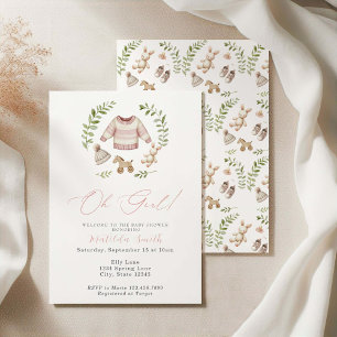 Oh Girl Boho Nursery Girl  Invitation Kaart