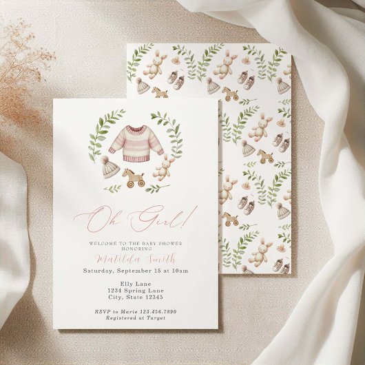 Oh Girl Boho Nursery Girl Invitation Vintage