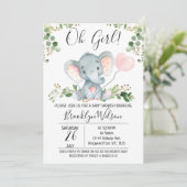 Oh Girl Elephant Balloon Baby shower Invitation (Debout devant)
