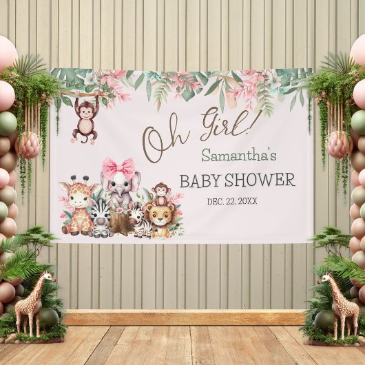 Oh Girl Jungle Safari Baby shower bannière