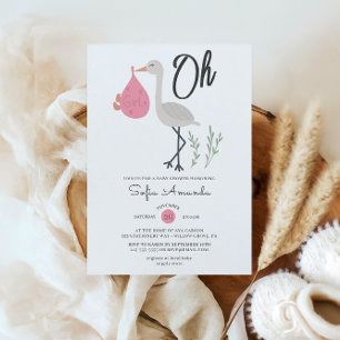 Oh Girl Minimalistische Baby Shower Kaart