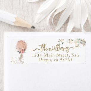 Oh Girl Pink ballon Floral Eucalyptus Baby shower Etiket