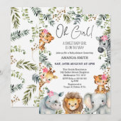 Oh Girl Safari Foliage Baby shower Invitation (Devant / Derrière)