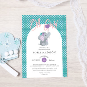 Oh Girl Schattige Elephant Baby shower Kaart