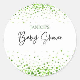 Oh Girl St. Patrick's Day Baby Shower Green  Ronde Sticker