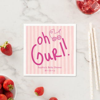 Oh Gurl Handgetekende Strepen Baby Shower Servet