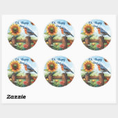 Oh Happy Day Bluebird and Sunflower Sticker (Feuille)