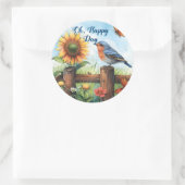 Oh Happy Day Bluebird en Zonnebloem Sticker (Tas)