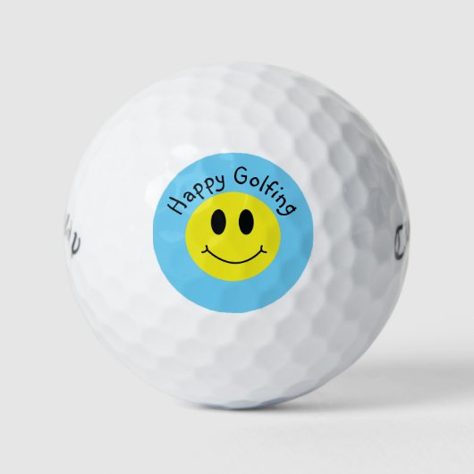 Oh Happy Day Custom Text Grinning Face Classic Golfballen (Voorkant)