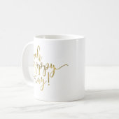 Oh Happy Day Gold Script Coffee Mok (Voorkant links)