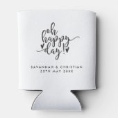 Oh Happy Day Script Personalized Wedding Koozie (Achterkant)