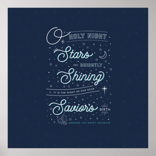 Oh Heilig Kerstfeest Poster 24x24 / Blauw (Voorkant)