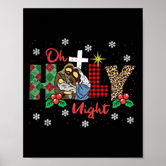 Oh Heilige Nacht Kerstmis Pyjama X-mas Plaid Chris Poster (Voorkant)