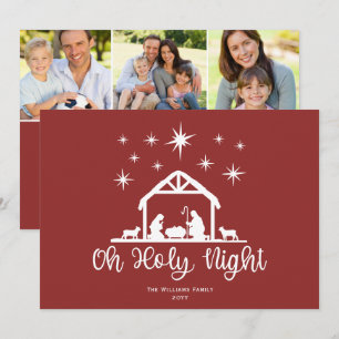 Oh Heilige Nacht Manuscript Typografie Nativiteit Feestdagenkaart