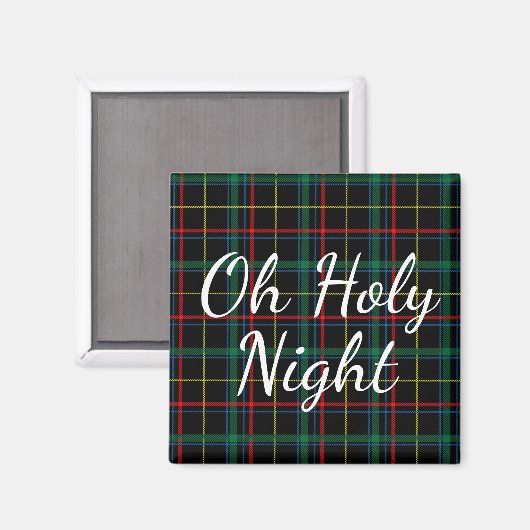 Oh heilige nacht | Rood & Groen Plaid Magneet (Voorkant / Achterkant)