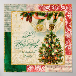Oh Heilige Vintage kerstcarol — Muziek Poster
