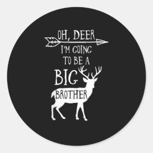 Oh hert gaat naar grote broer kerst aankondiging ronde sticker