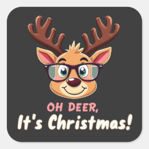 Oh hert, het is Kerstmis: een grillig vakantiefees Vierkante Sticker
