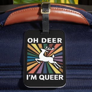 Oh hert ik ben queer regenboog lgbt pride gay lesb bagagelabel