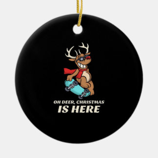 Oh hert kerst is hier Skatende herten grafiek Keramisch Ornament