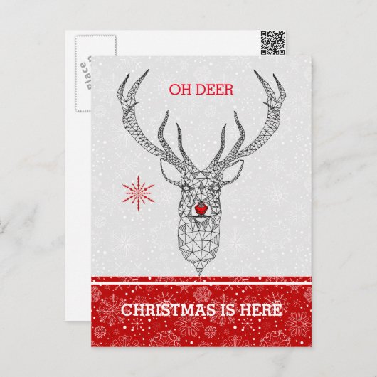 Oh hert Kerstmis hier Feestdagenkaart (Voorkant / Achterkant)