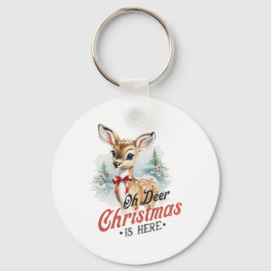 Oh Hert Kerstmis Is Hier Schattig Mbi Dier Vintage Sleutelhanger