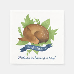 "Oh hert!" Modern Woodland Baby Boy Shower Napkins Servet