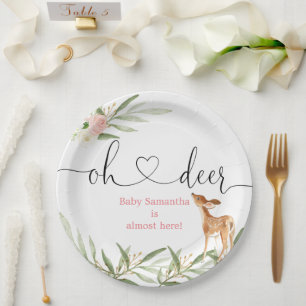 Oh hert roze goudgroene herten baby shower papieren bordje