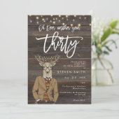 oh hert rustic wood lichtte 30e verjaardag kaart (Staand voorkant)