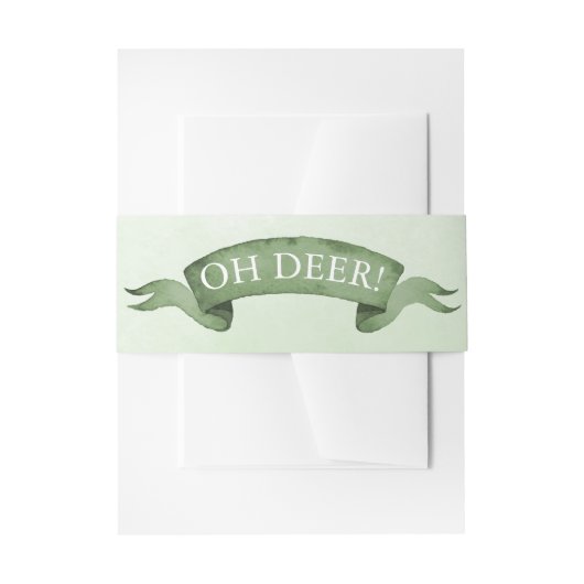 "Oh hert!" Soft Forest Green Deer Uitnodigingen Wikkel (Voorkant Voorbeeld)