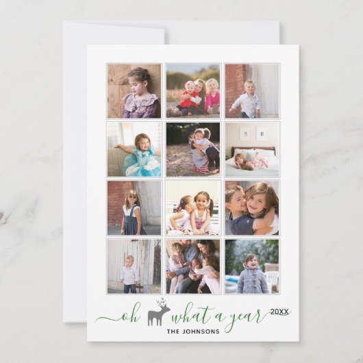 Oh hert wat een jaar in review fotocollage groen feestdagenkaart (Voorkant)