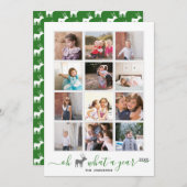 Oh hert wat een jaar in review fotocollage groen feestdagenkaart (Voorkant / Achterkant)