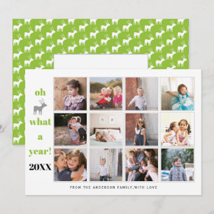 Oh hert wat een jaar kalme groene fotocollage feestdagenkaart