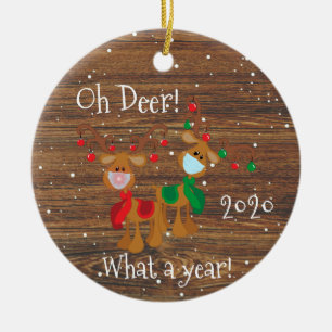 Oh hert wat een jaar Kerst pandemie 2020 hout Keramisch Ornament
