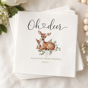 Oh hert watercolor bloemige baby shower servet