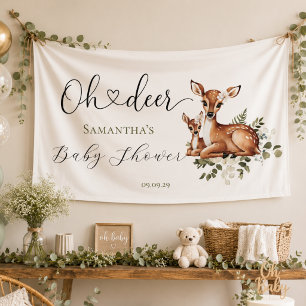 Oh hert watercolor bloemige baby shower spandoek