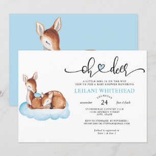 Oh Herten Baby shower Waterverf Blauwe Wolk Kaart