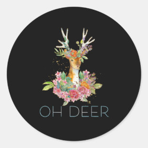 Oh Herten Cute Kleurrijke Herten Minimal Design Ronde Sticker