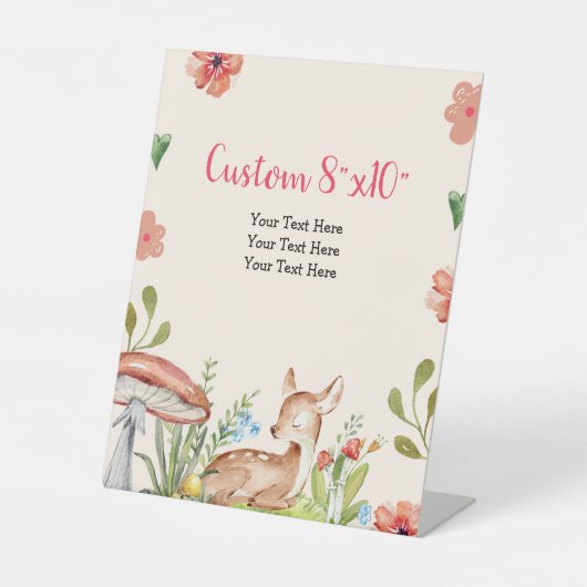 Oh herten feestdecoraties aangepaste tekst reclamebord met voetstuk (Voorkant)