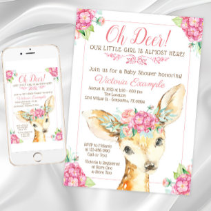 Oh Herten Meisje Baby Shower Uitnodigingen