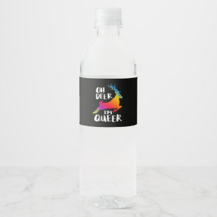 Oh Herten Queer Pride Minimaal Artistieke Stijl Waterfles Etiket