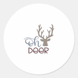 Oh Herten Retro Klassiek Design Ronde Sticker