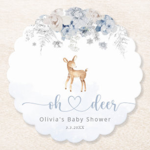Oh herten winterblauwe jongen baby shower kartonnen onderzetters