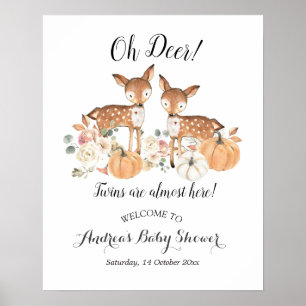 Oh Hertentweeling Pompoen Baby Shower Welkomstbord Poster