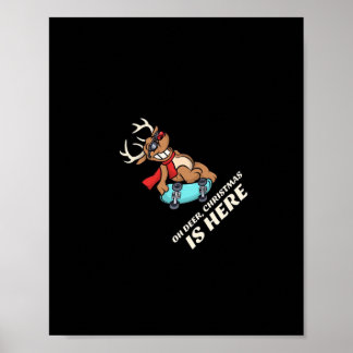 Oh Hertog Kerstdag Is Hier Skateboardende Hert Gra Poster