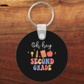 Oh Hey 2nd Second Grade Fun Ck To School  Sleutelhanger (Voorkant)