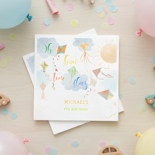 Oh hoe de tijd vliegt waterverf vlieger verjaardag servet