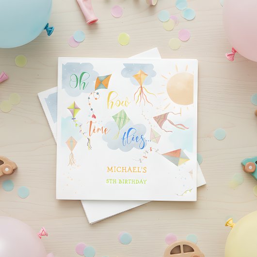 Oh hoe de tijd vliegt waterverf vlieger verjaardag servet