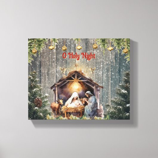 Oh Holy Night: A Timeless Nativity Scene Canvas Pr Afdruk (Voorkant)