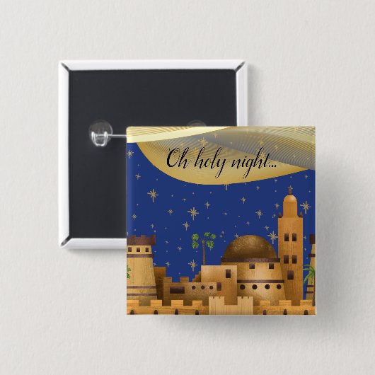 Oh Holy Night Bethlehem Vierkante Button 5,1 Cm (Voorkant /achterkant)